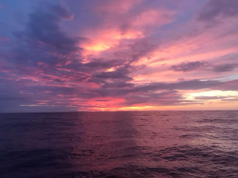 Sunset on the atlantic on bord of SY Montana Swan 48