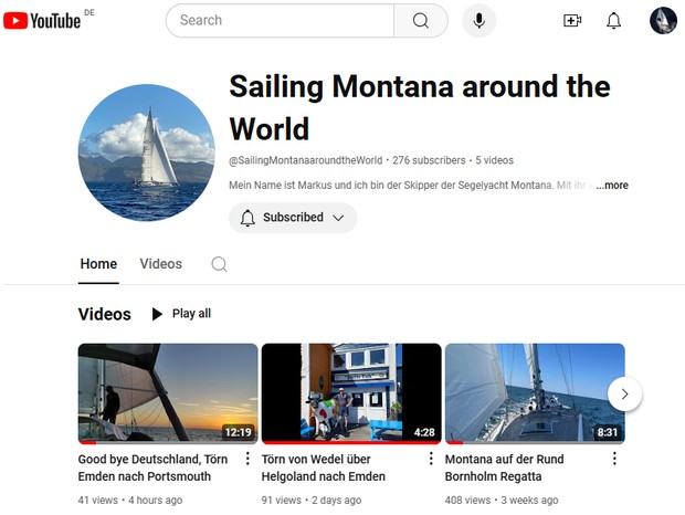 YouTube: Sailing Montana around the World